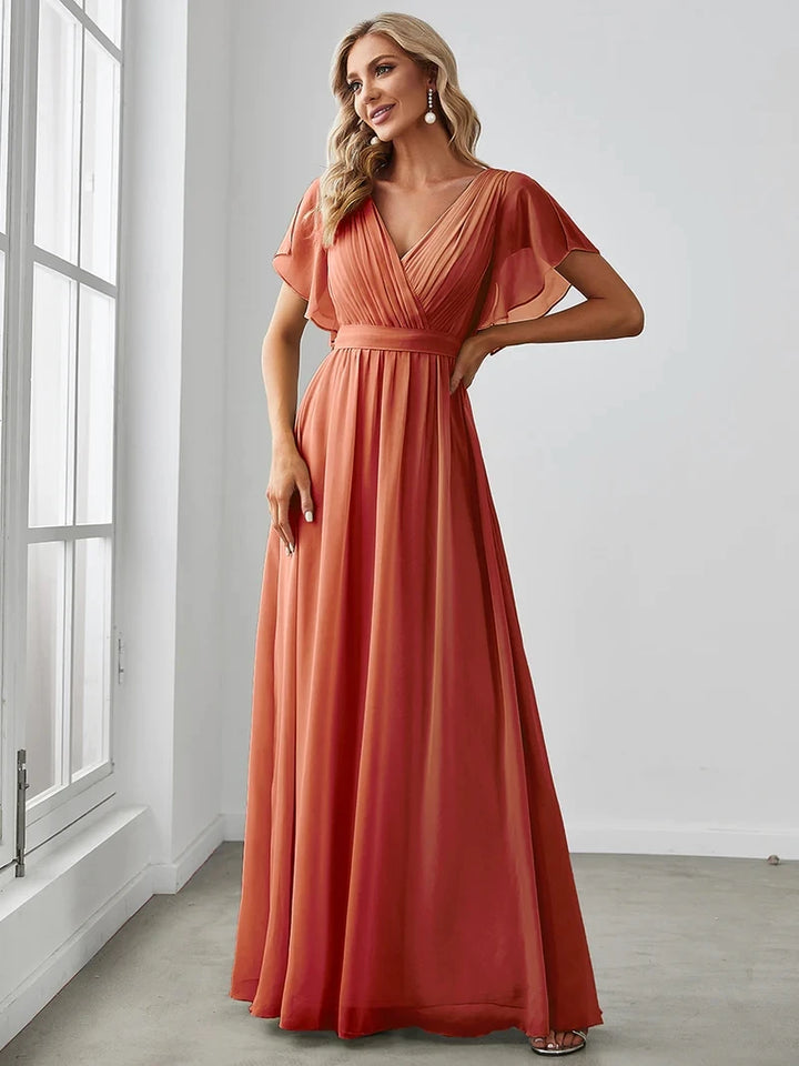 Simone | Classic A-Line Chiffon Evening Gown