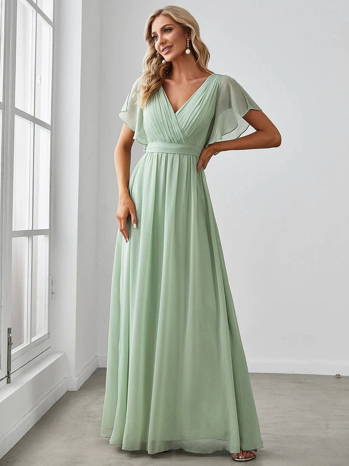 Simone | Classic A-Line Chiffon Evening Gown