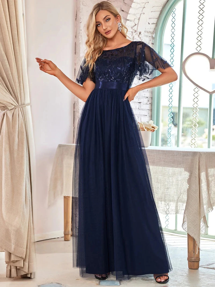 Margot | Sequin Cap Sleeve Maxi Gown