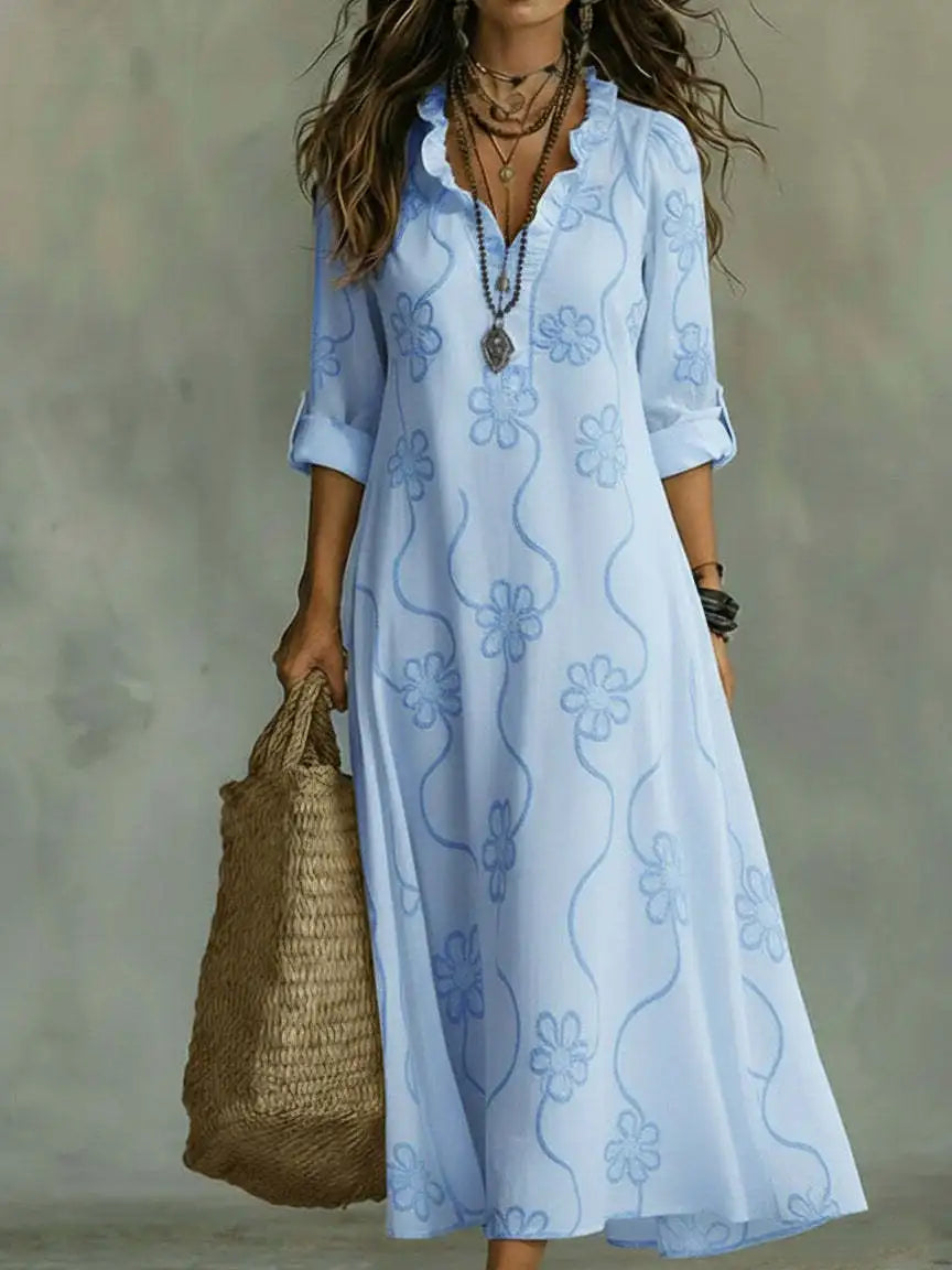 Likka Floral Maxi Dress Light Blue