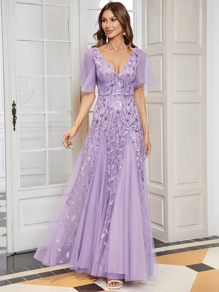 Skye | Sequin Deep V Evening Dress