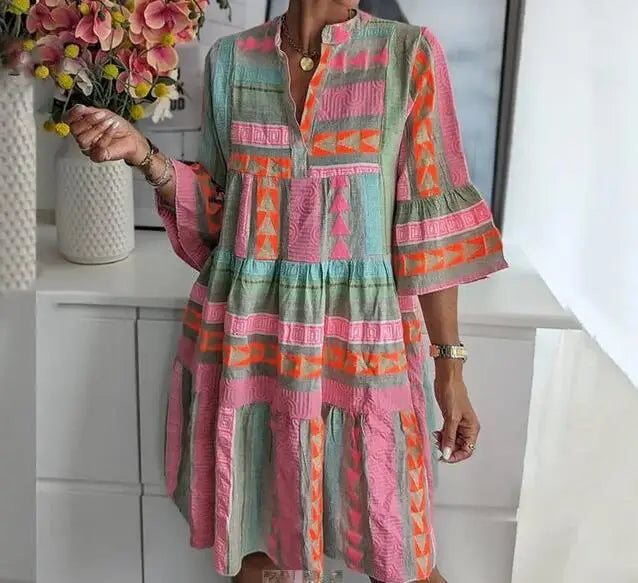 Maribel | Colourful Boho Midi Dress