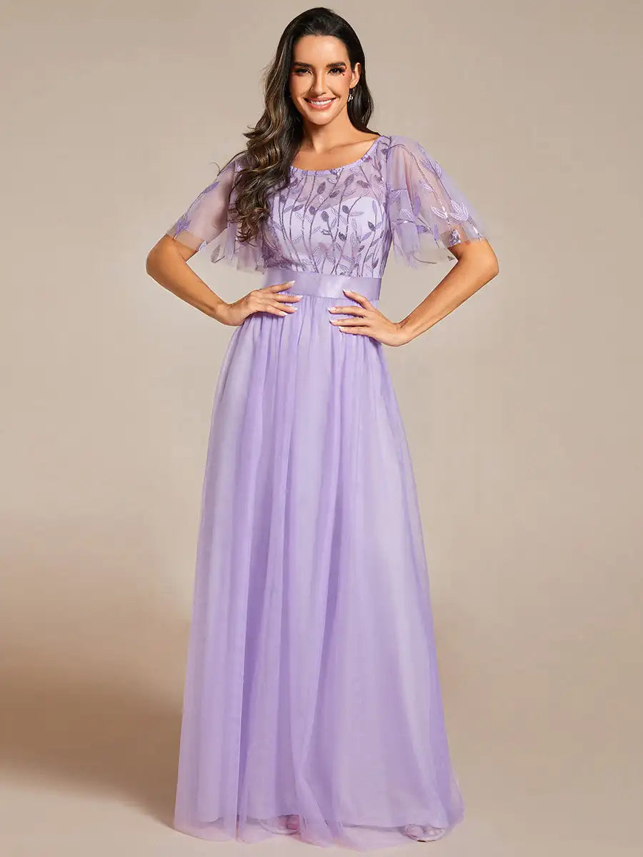 Elodie | Sequin Cap Sleeve Evening Gown