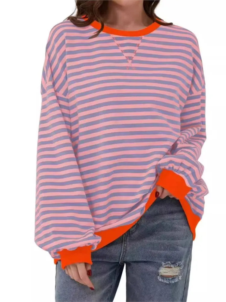 Striped Long-Sleeve Pullover Top