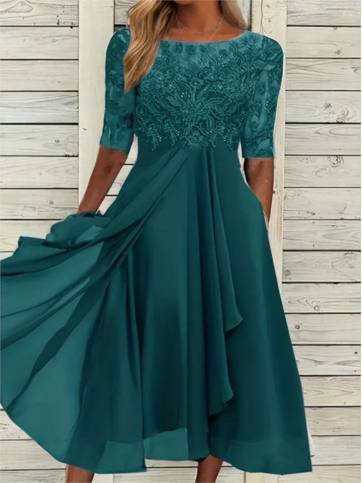 Camille | Chiffon Lace Evening Dress