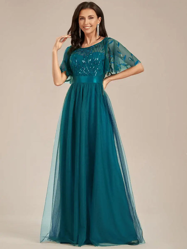 Elodie | Sequin Cap Sleeve Evening Gown
