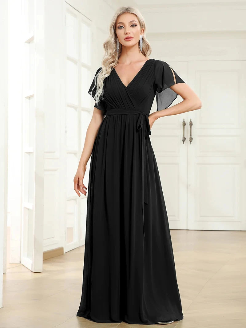 Simone | Classic A-Line Chiffon Evening Gown