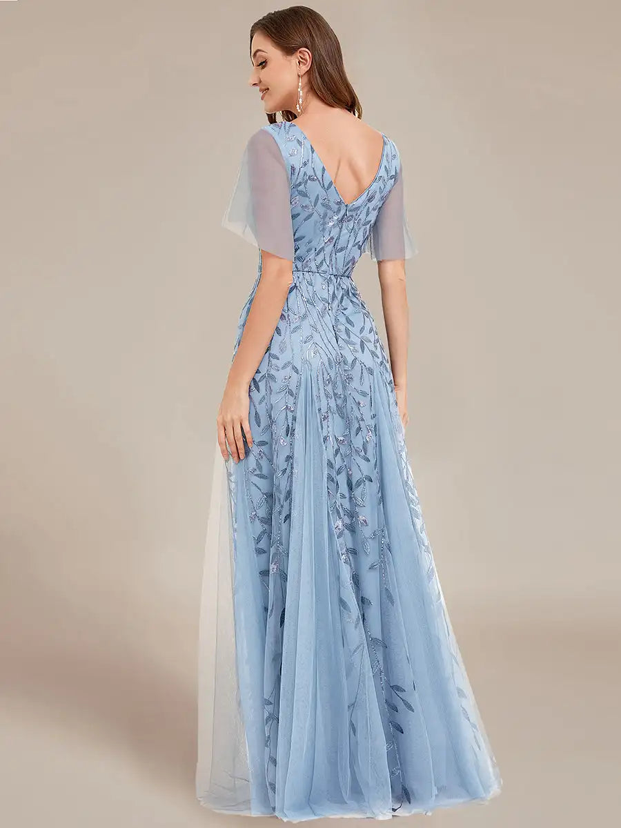 Skye | Sequin Deep V Evening Dress