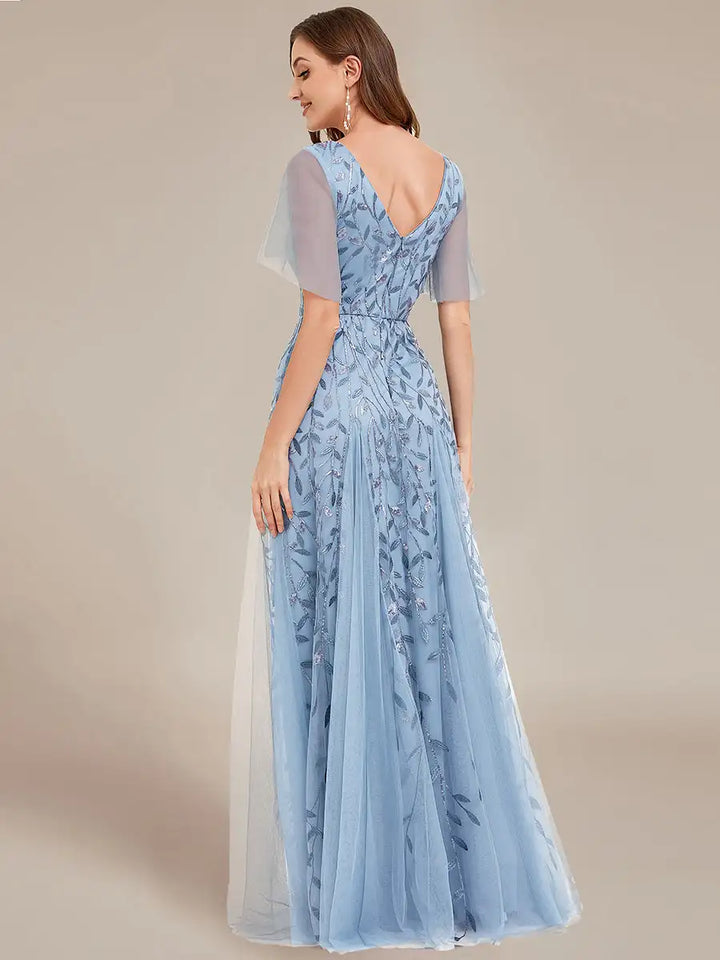Skye | Sequin Deep V Evening Dress