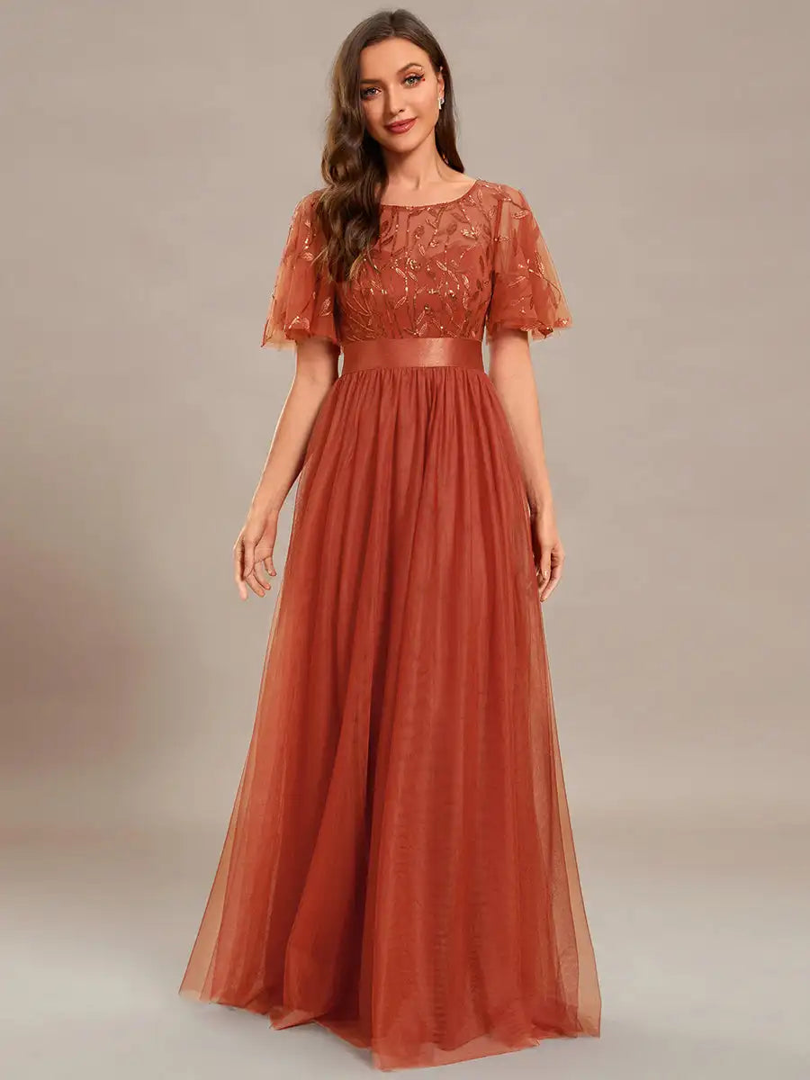 Elodie | Sequin Cap Sleeve Evening Gown