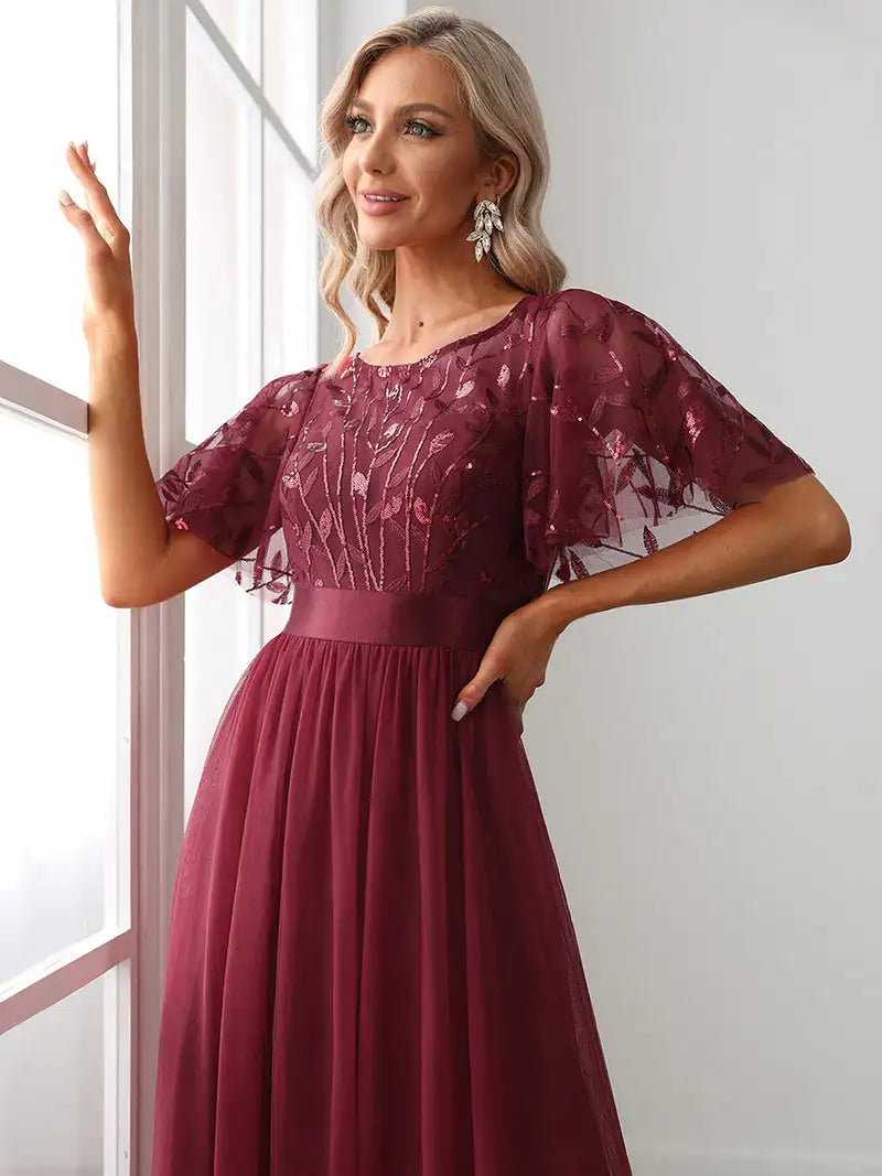 Margot | Sequin Cap Sleeve Maxi Gown