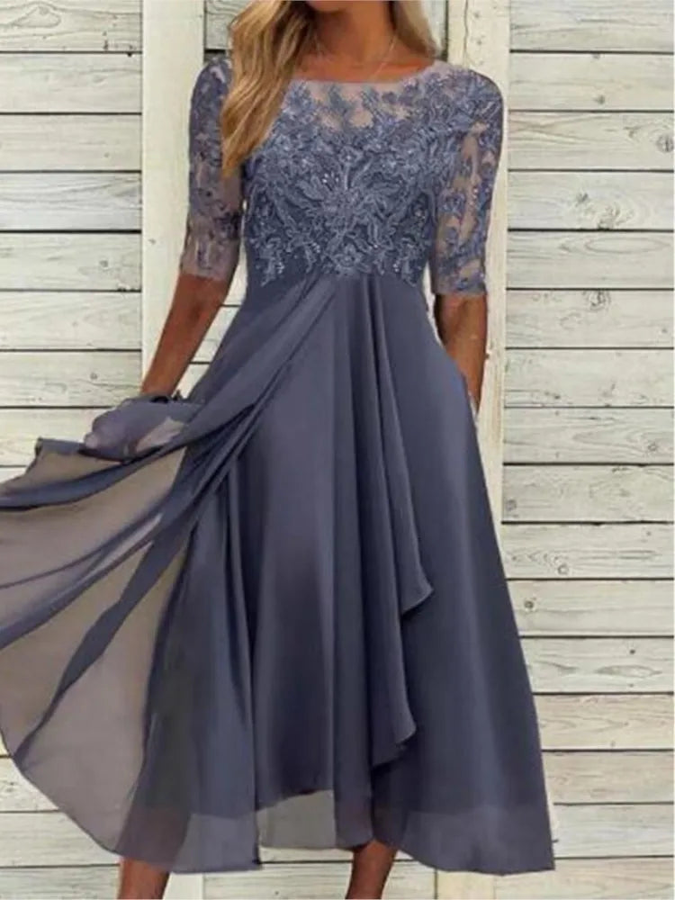 Camille | Chiffon Lace Evening Dress
