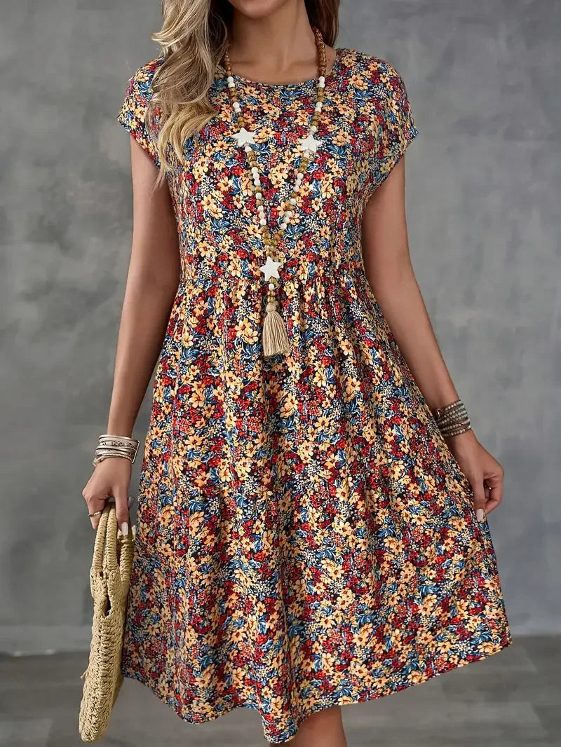 Rosie | Floral Round Neck Summer Dress