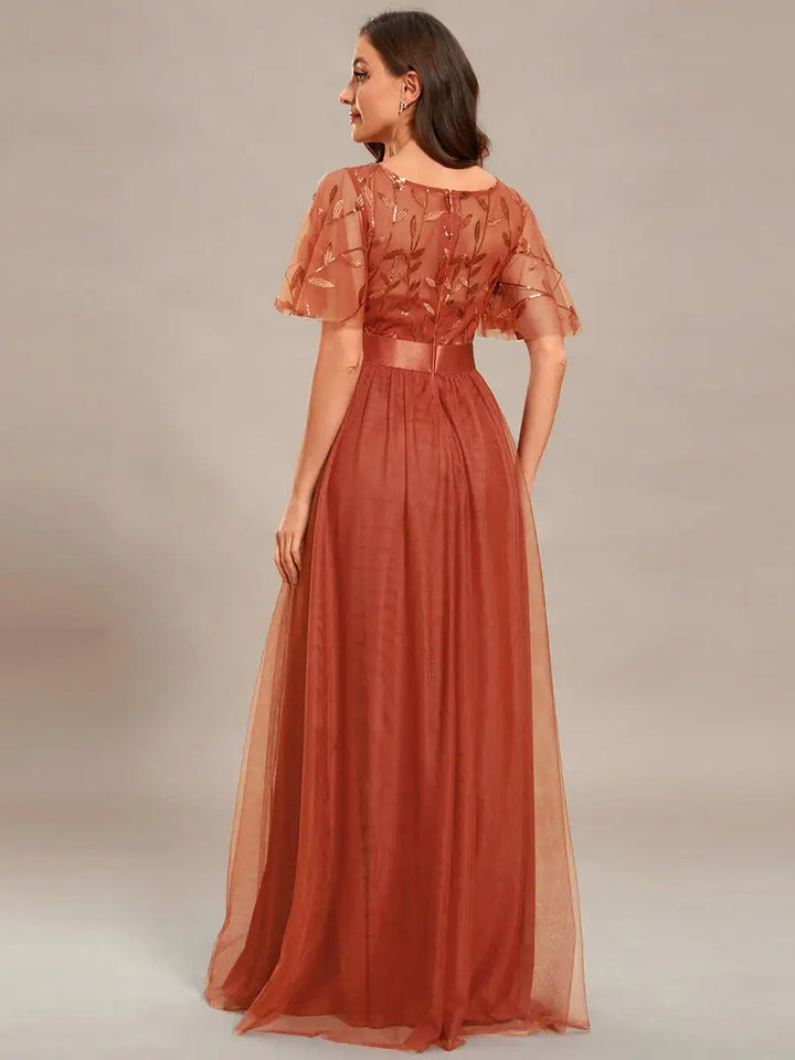 Elodie | Sequin Cap Sleeve Evening Gown