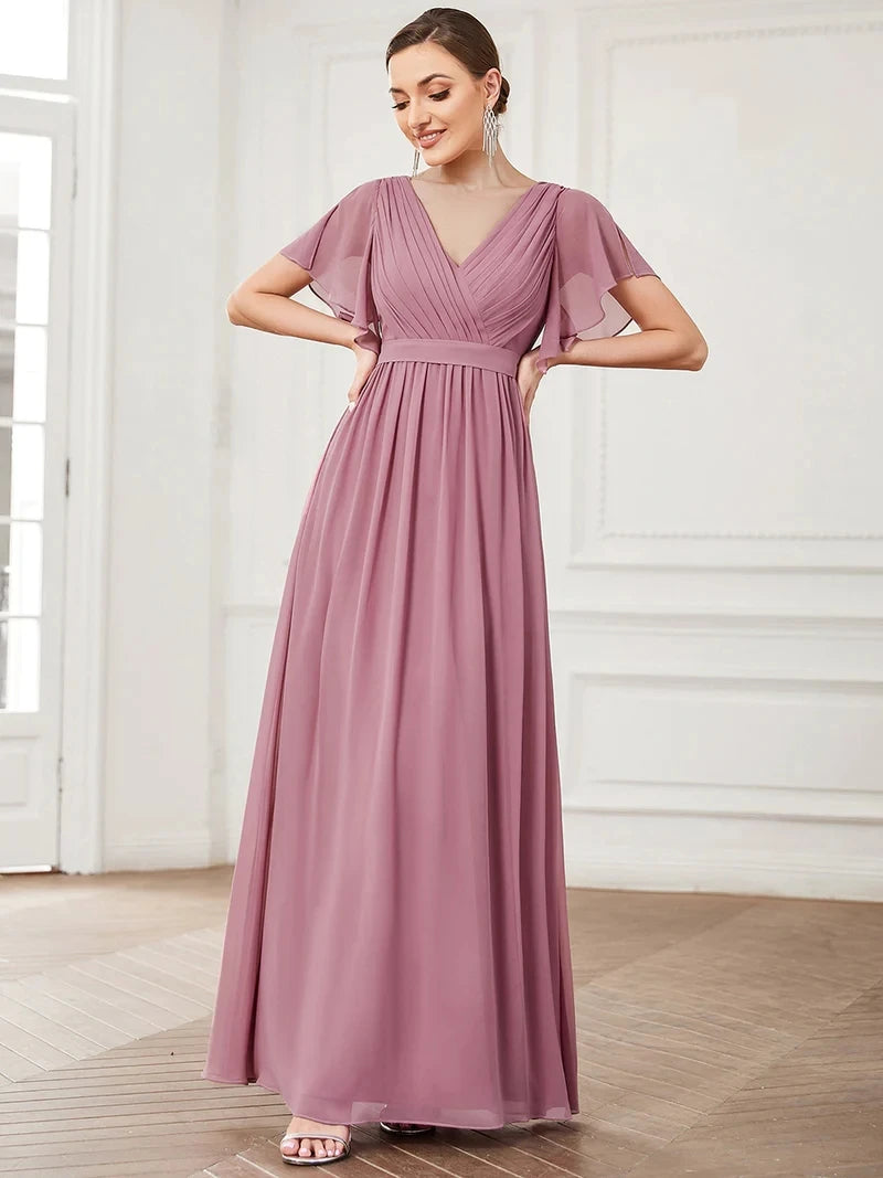 Simone | Classic A-Line Chiffon Evening Gown