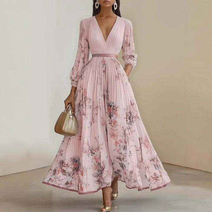 Isadora | Elegant Floral Corset Maxi Dress
