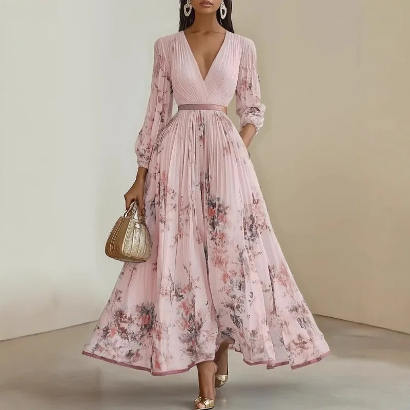 Isadora | Elegant Floral Corset Maxi Dress