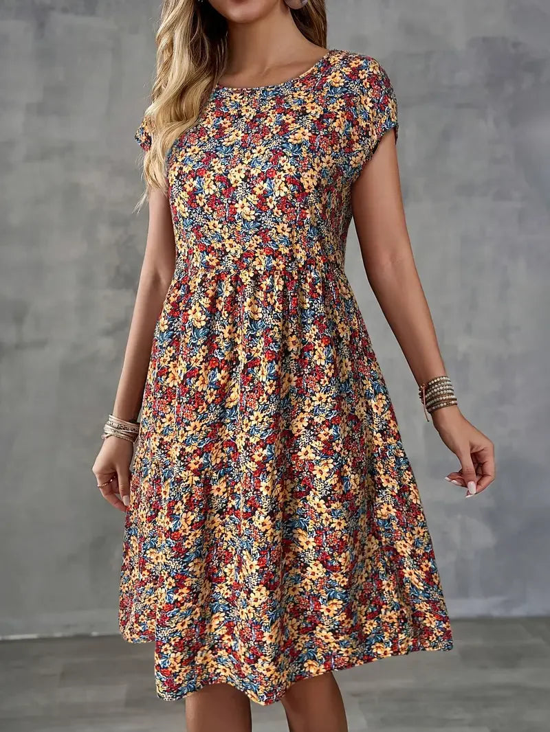 Rosie | Floral Round Neck Summer Dress