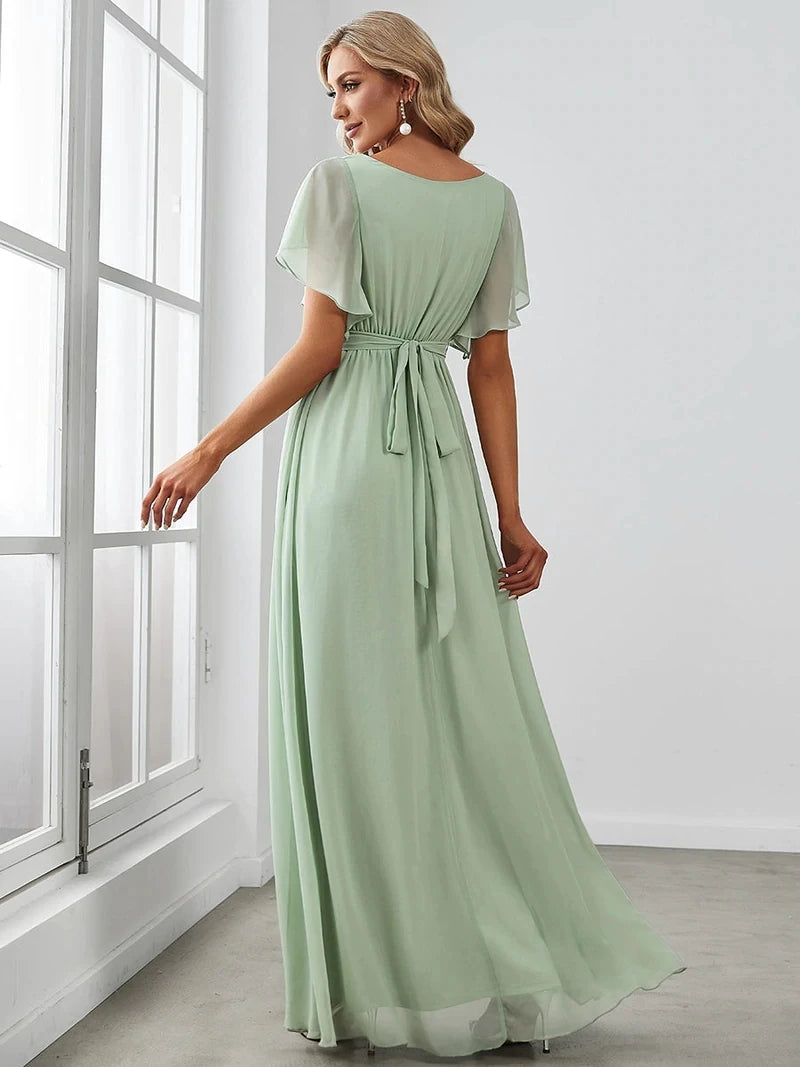 Simone | Classic A-Line Chiffon Evening Gown