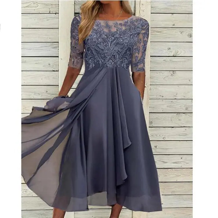 Camille | Chiffon Lace Evening Dress