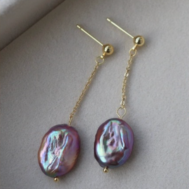 Peacock long Pearl Earrings