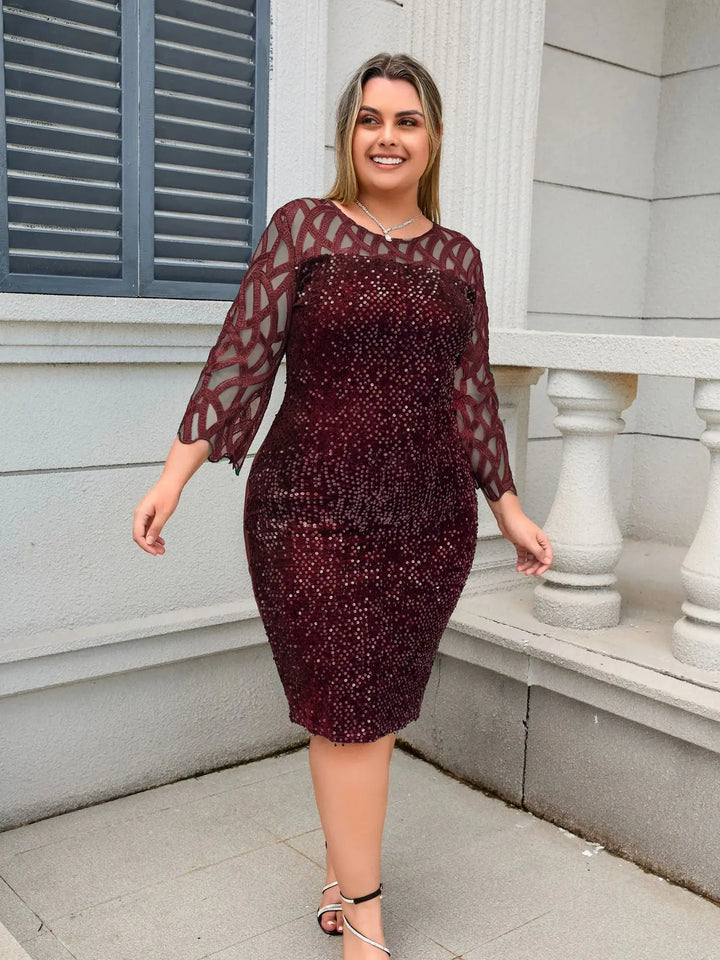 Sienna | Sequin Mesh Bodycon Midi Dress