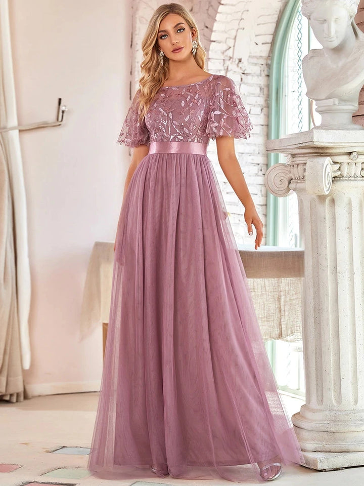 Margot | Sequin Cap Sleeve Maxi Gown