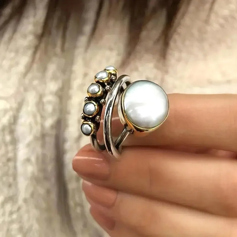 Layered Pearl Rings Set