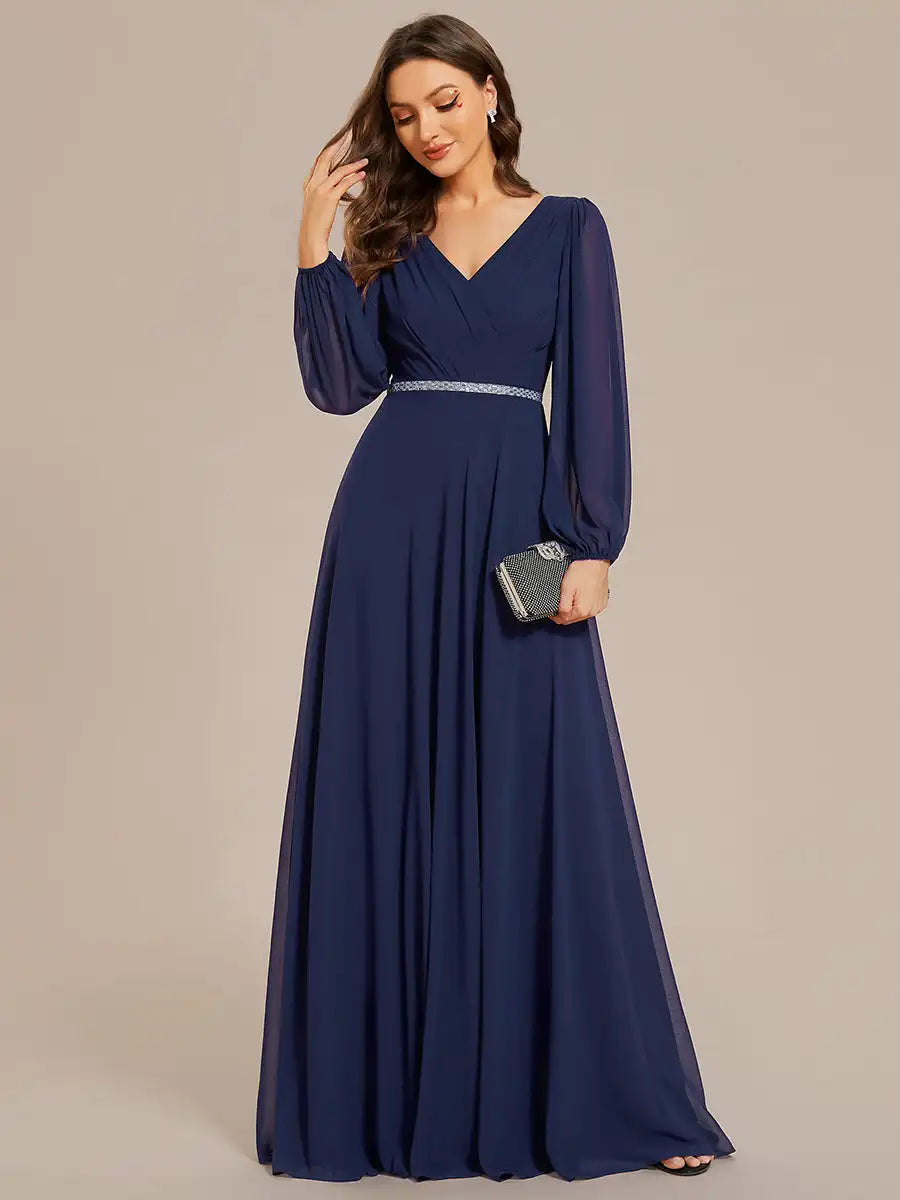 Vivienne | Long Sleeve Sequin Evening Gown