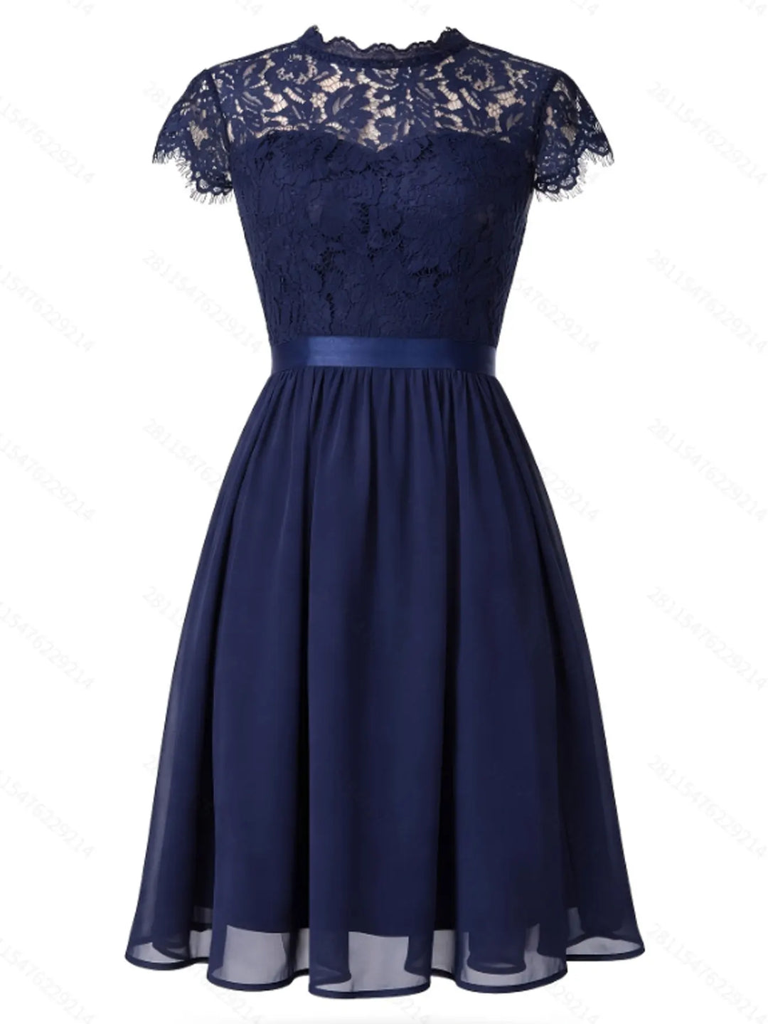 Elsie | Retro Lace Chiffon Midi Dress