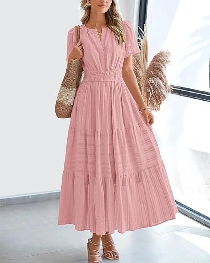 Francine | Pleated V-Neck Maxi Dress