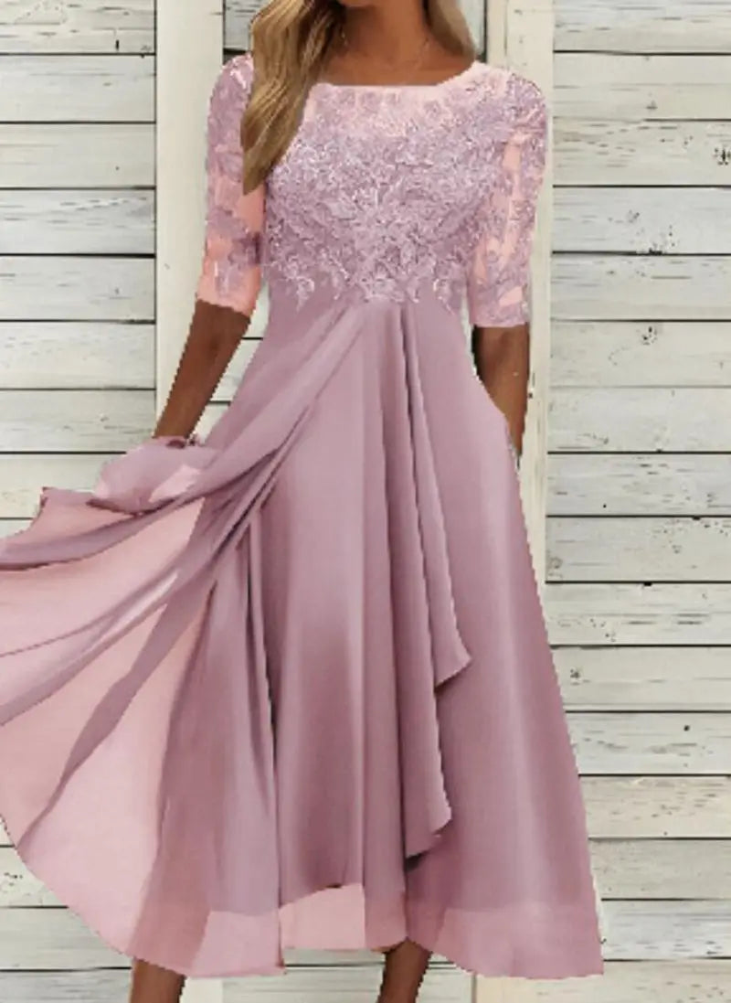 Camille | Chiffon Lace Evening Dress
