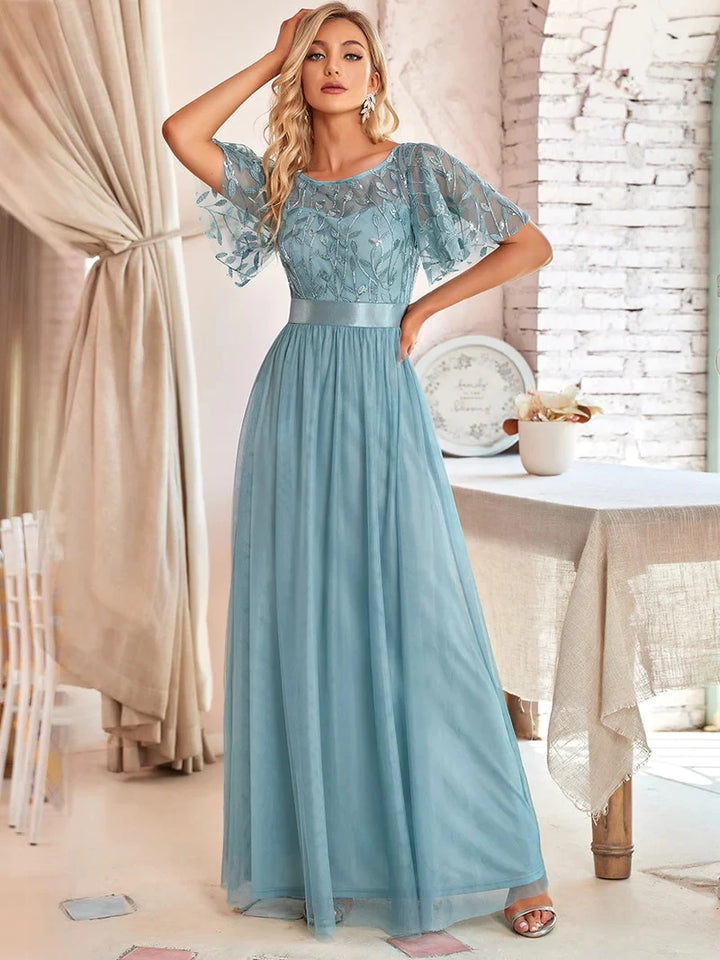 Elodie | Sequin Cap Sleeve Evening Gown