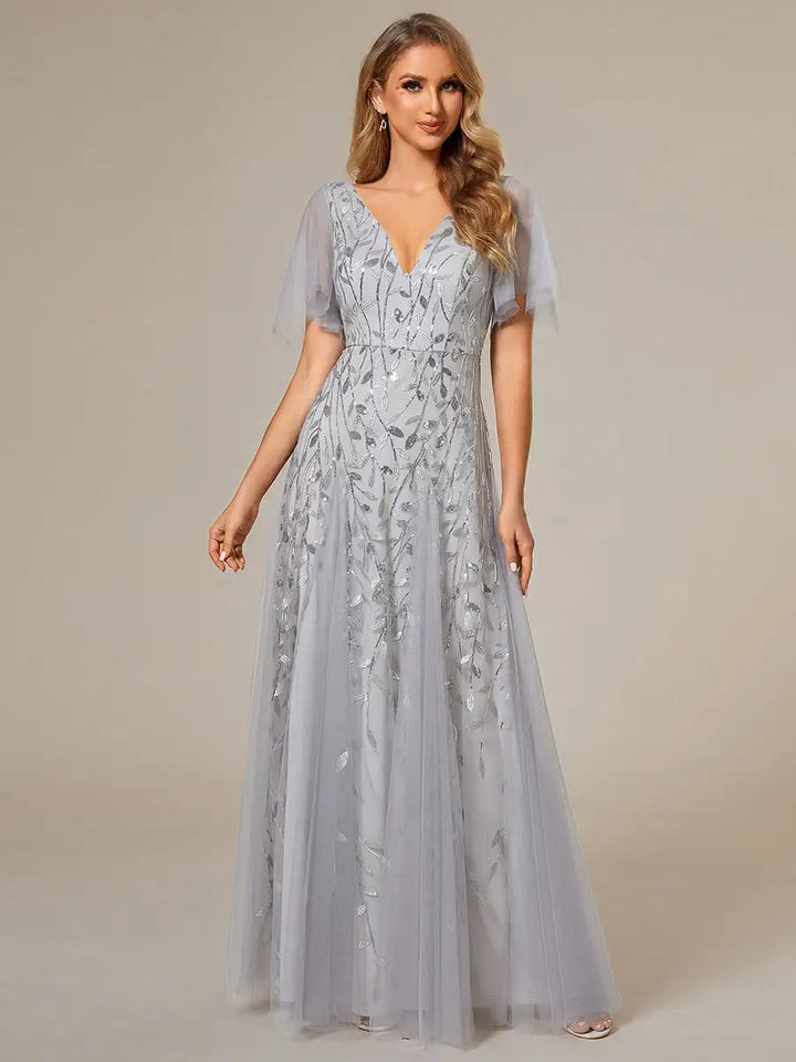 Skye | Sequin Deep V Evening Dress