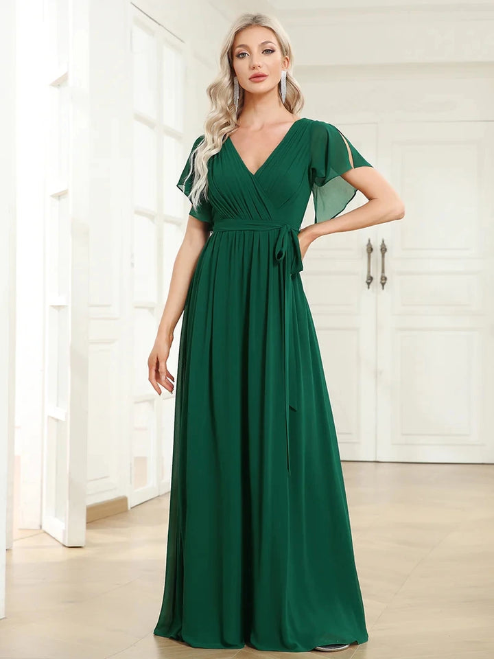 Simone | Classic A-Line Chiffon Evening Gown