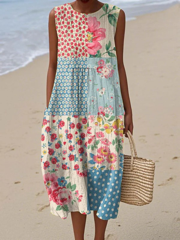 Maeve Patchwork Midi Dress