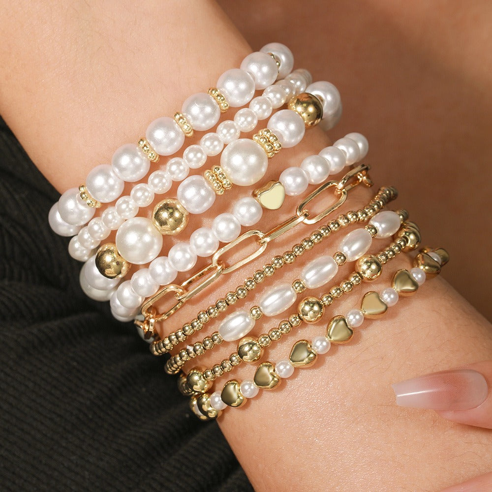 Premium Pearl Stacking Bracelet Set of 9