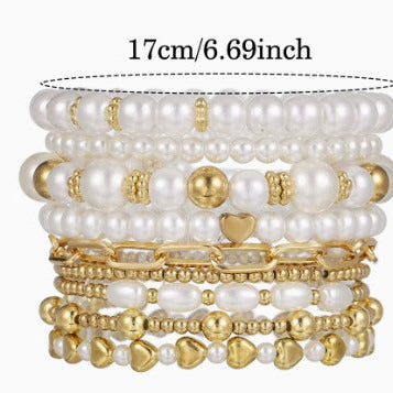 Premium Pearl Stacking Bracelet Set of 9