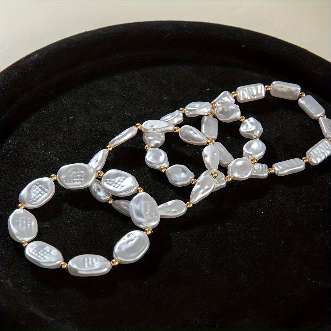 Pearl Statement Bracelet Set of 4
