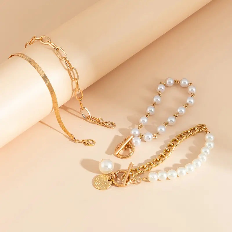 Luxe Layered Pearl Bracelet Set
