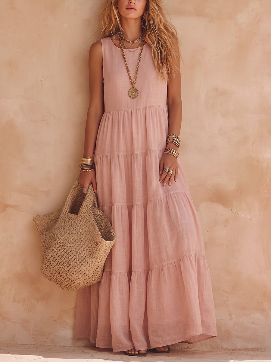 Mildred Sleeveless Linen Maxi Dress