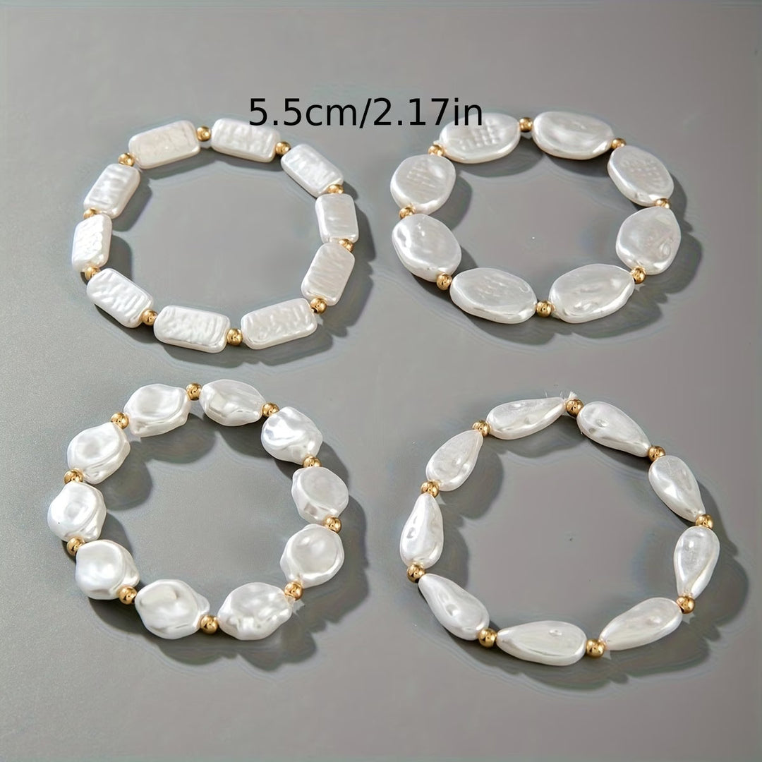 Pearl Statement Bracelet Set of 4
