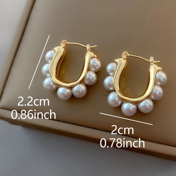 Clustered Pearl Hoop Earrings