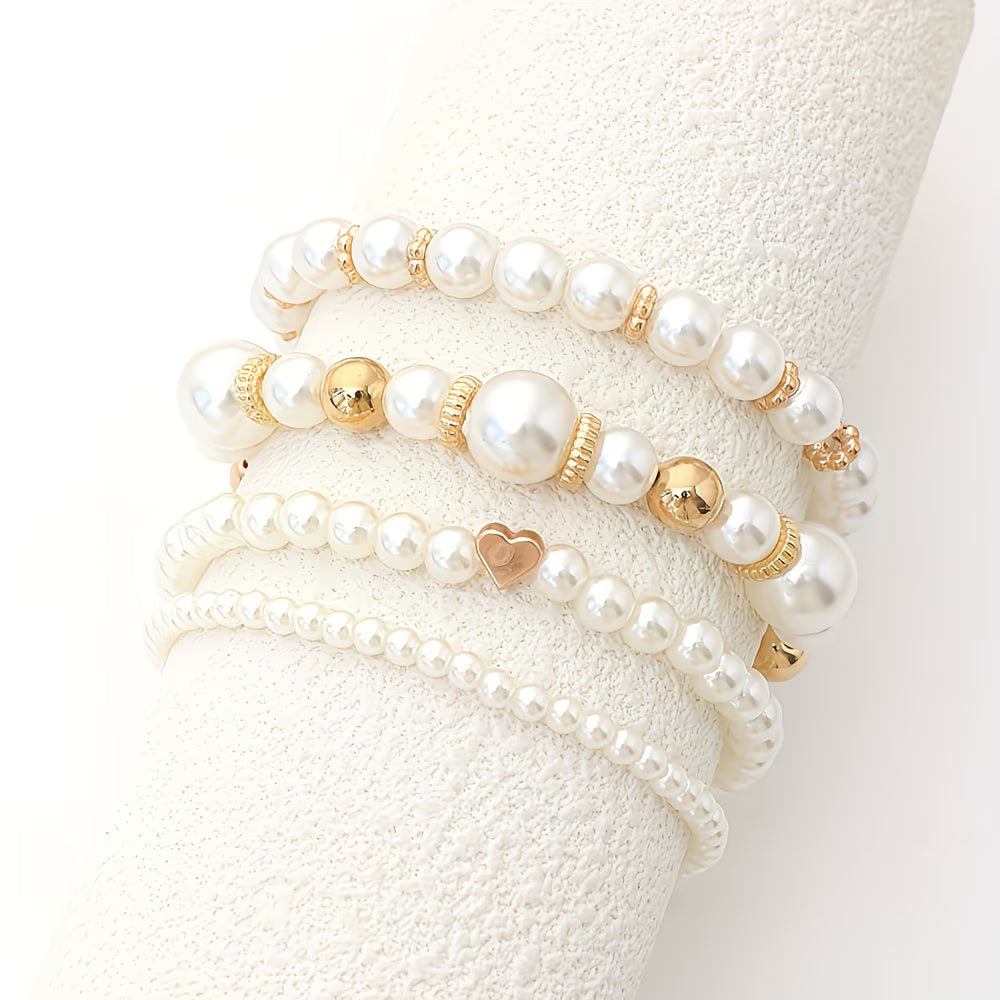 Pearl Stacking Bracelet Set of 8