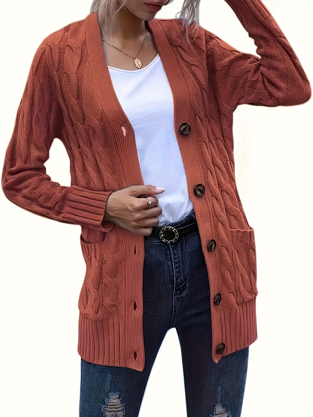 Harriet | Plus Size Cable-Knit Button Cardigan