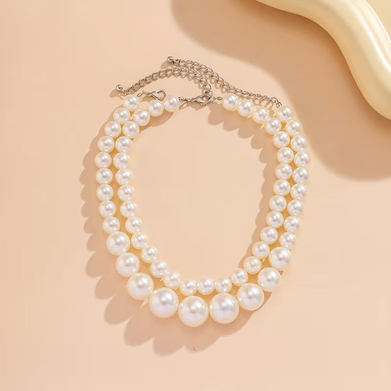 Double Statement Pearl Necklace
