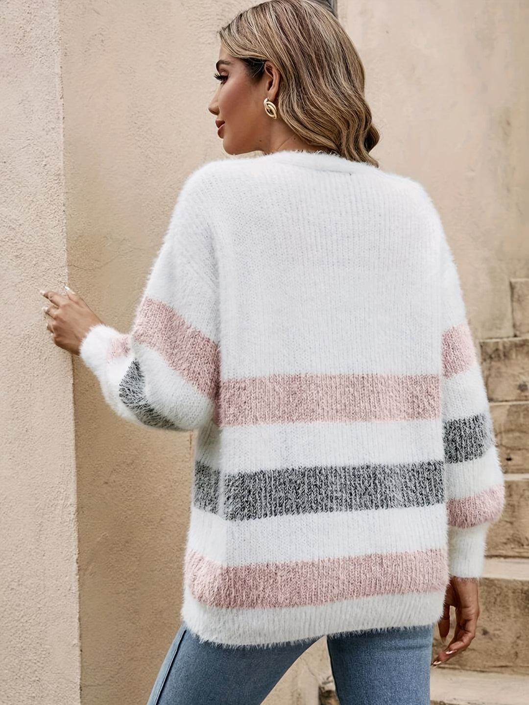 Camille | French-Style Striped Drop-Shoulder Cardigan