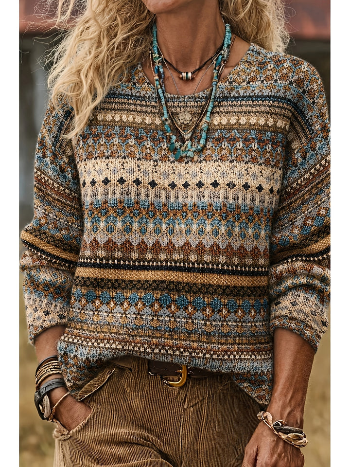 Ivy | All-Over Print Crew Neck Sweater