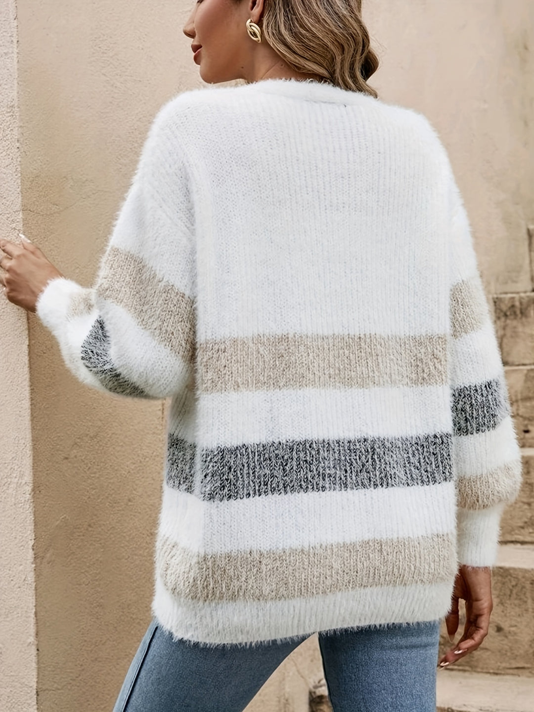 Camille | French-Style Striped Drop-Shoulder Cardigan