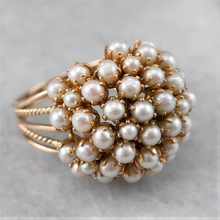 Classic Inlaid Pearl Gold Ring